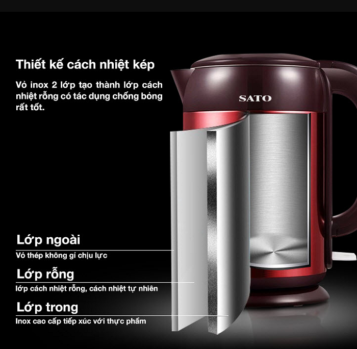 Ấm Siêu Tốc Vỏ Tôn SATO ST-1803 (N)