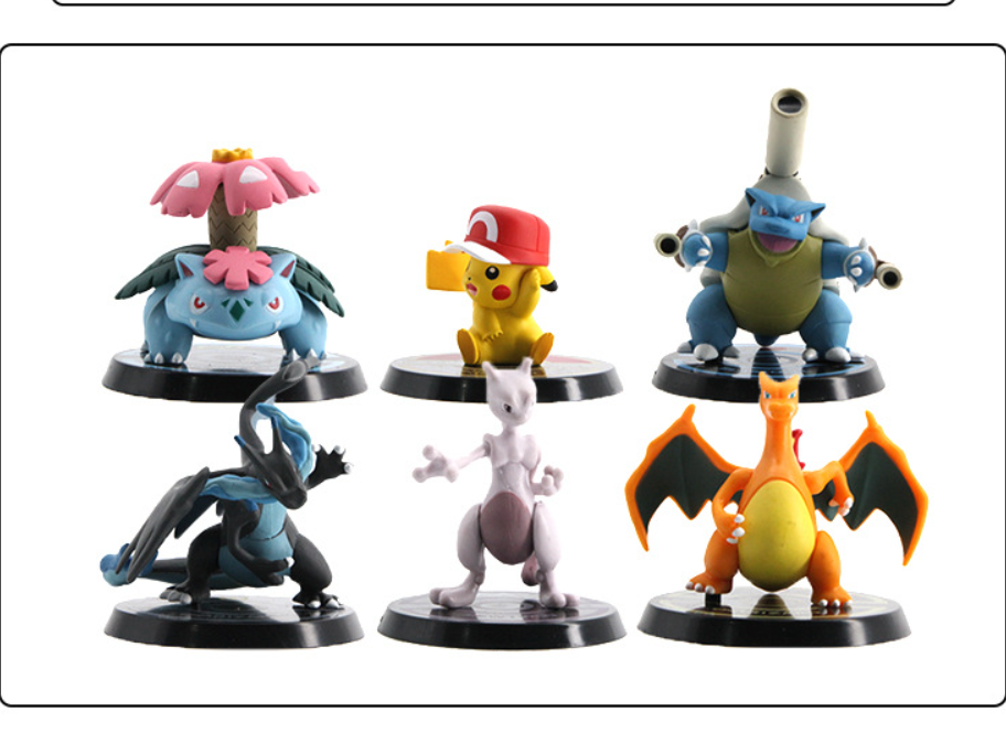 Mô hình 6 pokemon thần thoại, pikachu, lizardon, kamex mega...tượng mô hình pokemon , quà tặng sinh nhật cho các bạn nhỏ