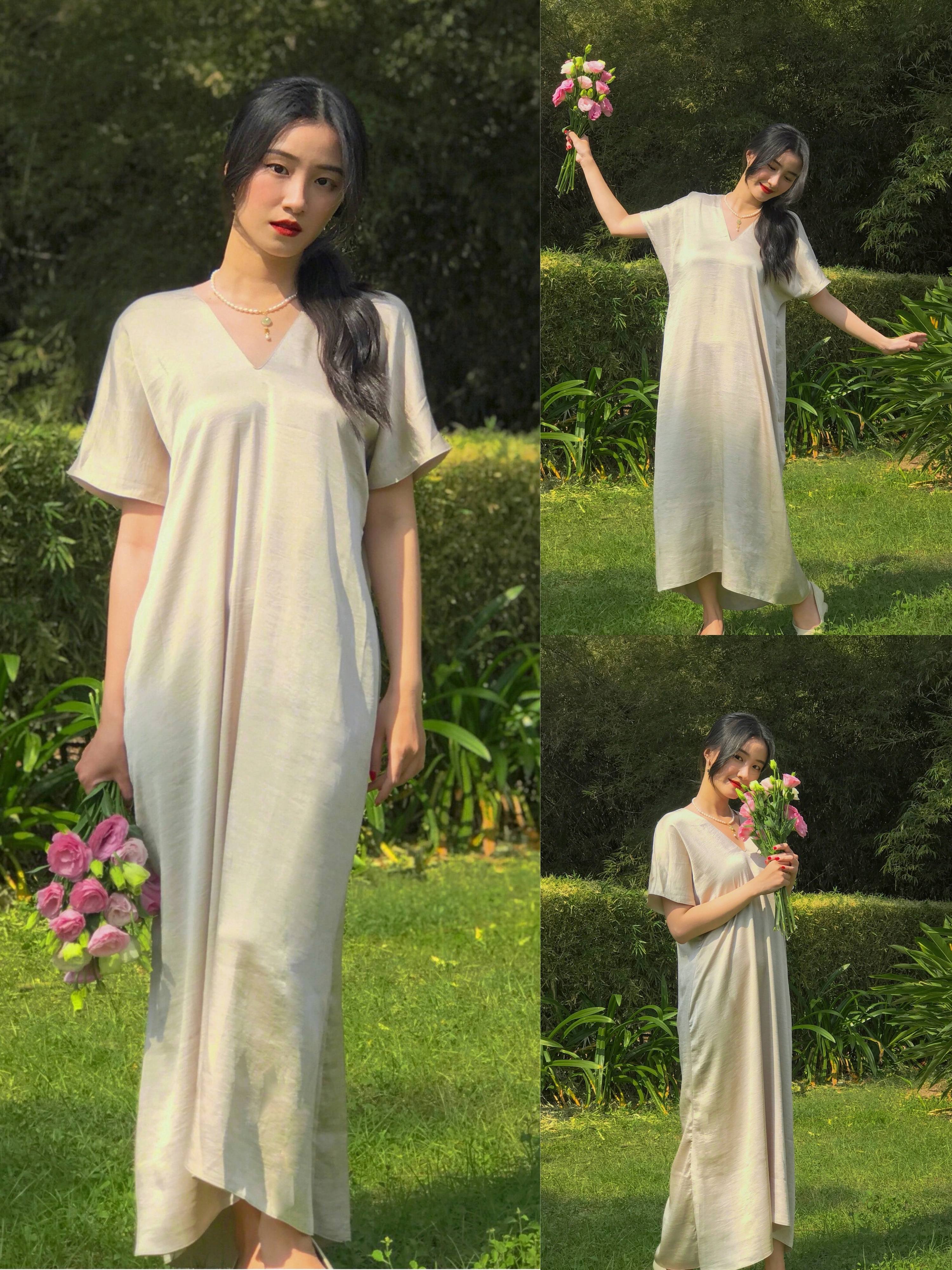 Đầm lụa dáng đuôi cá cổ tim Mauve Mermaid dress