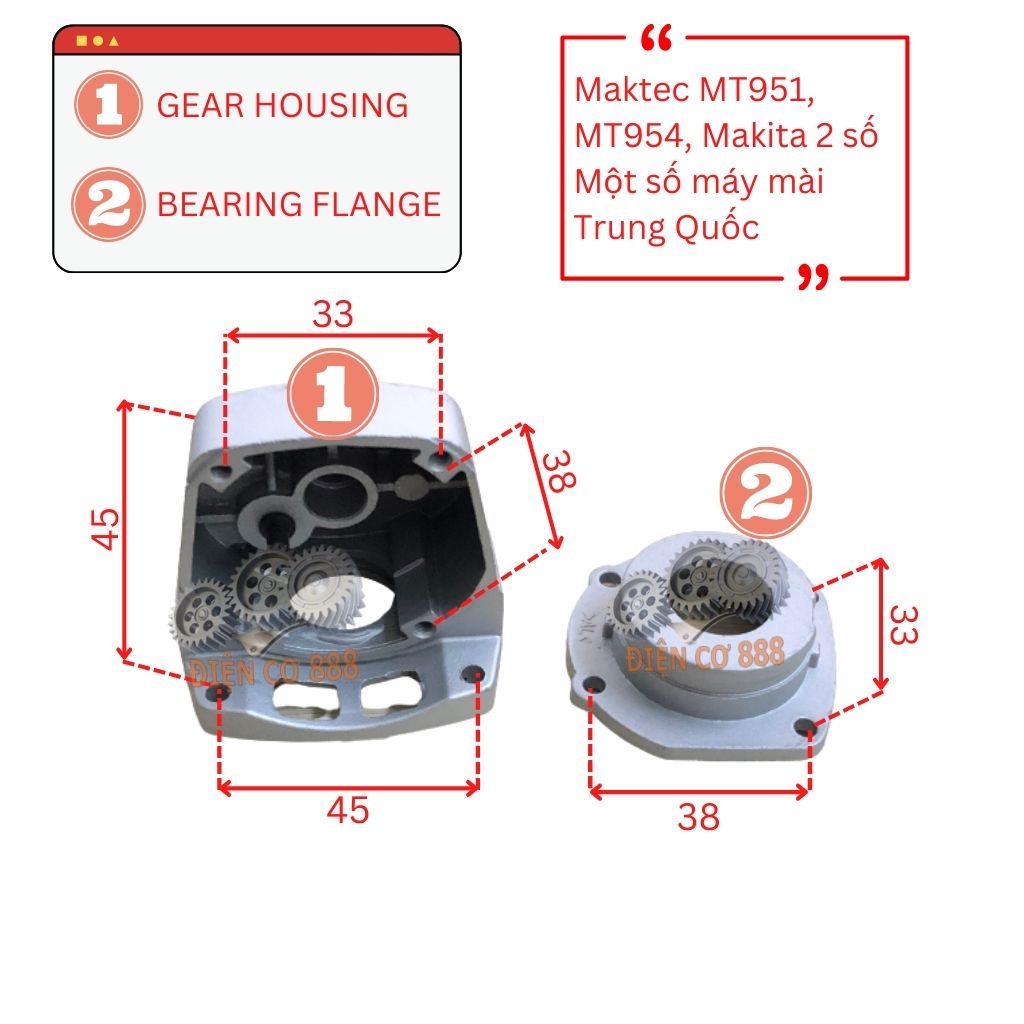 Bộ đầu nhôm mài Maktec MT954, MT951 (2 chi tiết)