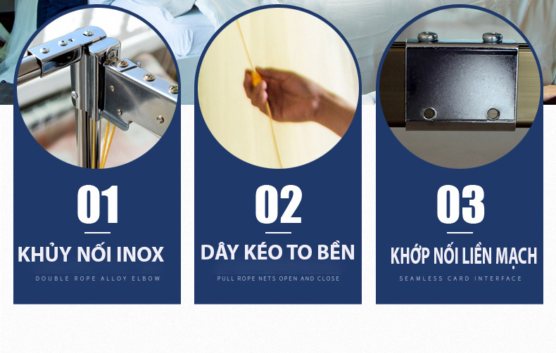 [HCM]Mùng [ màn ] khung cao cấp  không khoan tường  EASY DREAM có dây kéo ròng rọc- dây rút   khung inox không gỉ  vải tuyn lưới mắt nhỏ  chống muỗi côn trùng