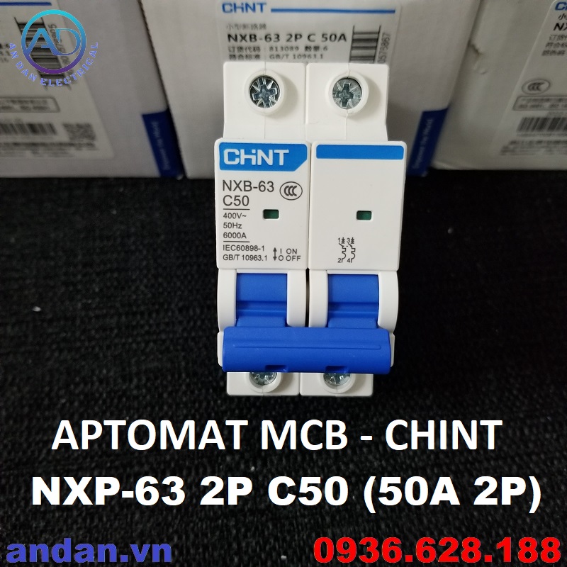 Aptomat chint nxb-63 2p, bộ ngắt mạch cb tép mcb 220v 16a 20a 25a 32a 40a 50a 63a