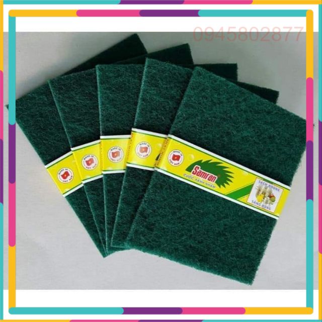 Set 5 miếng cước rửa chén xanh nhám lớn Samran