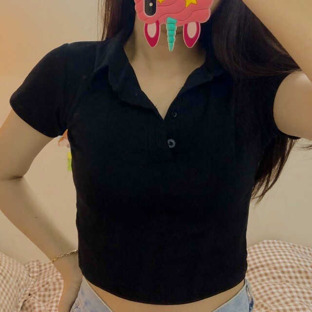 ÁO THUN CROPTOP NỮ POLO NÚT BASIC SIÊU HOT VỀ ĐỦ MÀU