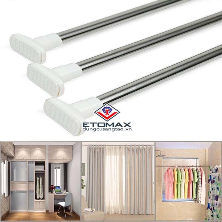 Thanh treo đa năng không cần khoan, không cần bắt vít chất liệu INOX 72-120cm