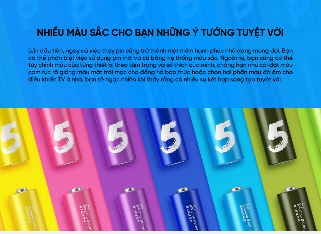 Pin tiểu số 5 rainbow AA chống chảy axit