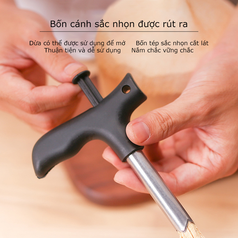 Dụng Cụ Khui Dừa Lấy Nước Bằng Tay, dụng cụ đục lỗ trái dừa siêu nhanh tiện lợi