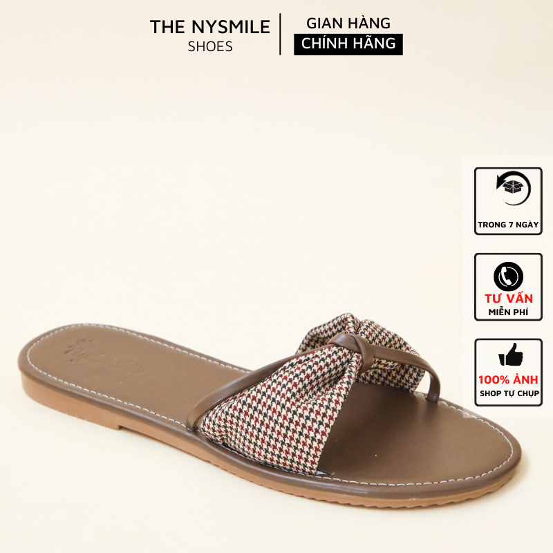 Dép nơ to da bố cột dây - THENYSMILE - PONKA