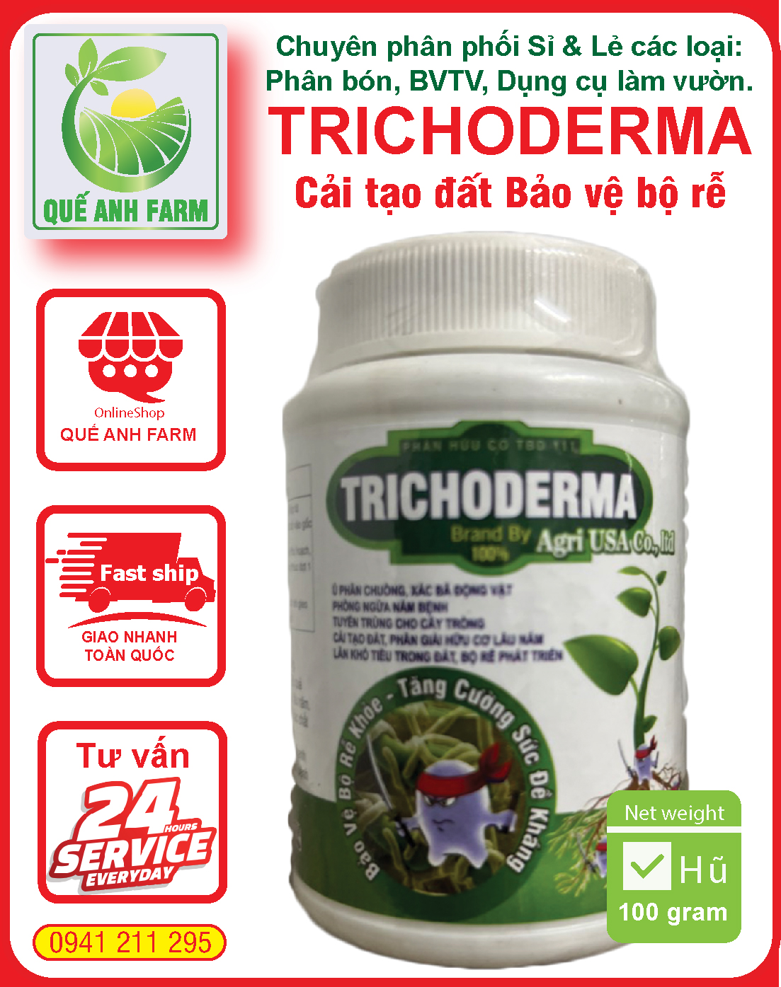 Phân bón Trichoderma hũ 100g