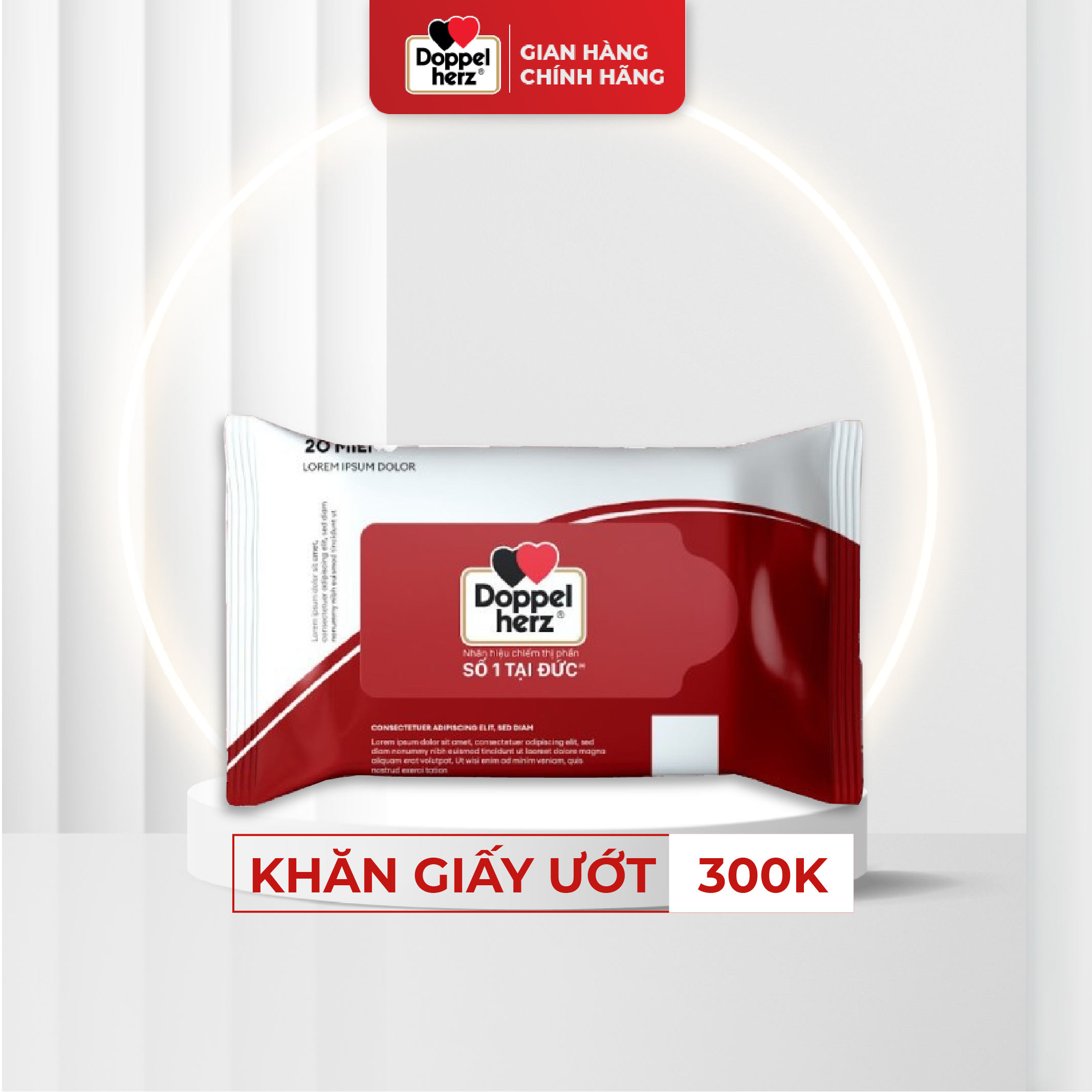 [QUÀ TẶNG KHÔNG BÁN] Khăn giấy ướt Doppelherz (20 tờ/bịch)