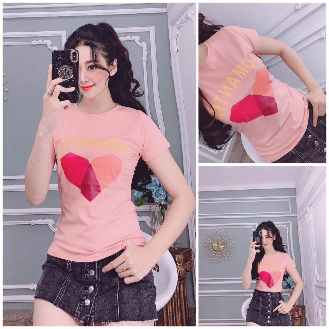 Áo thun nữ thái xịn form ôm in hình tim