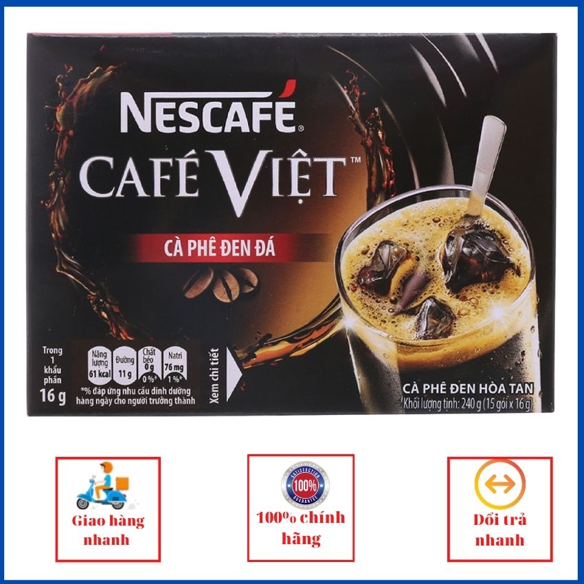 [HCM] NESCAFE Việt cà phê đen đá(hộp 15 gói x16g) MNCFV01