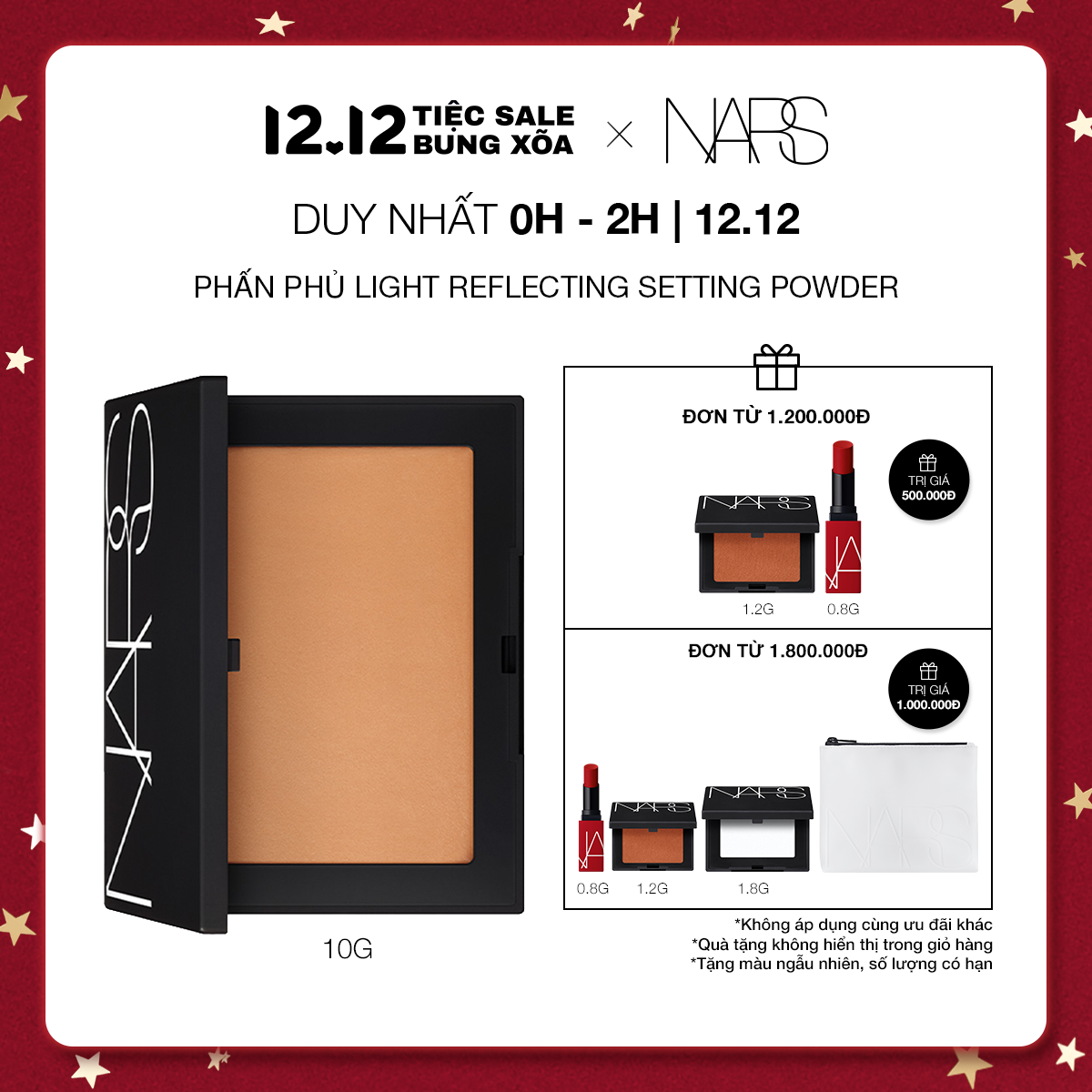 [0H-2H 04.04 | QUÀ TẶNG ĐẾN 675K] Phấn phủ dạng nén NARS Light Reflecting Setting Powder – Pressed 10g