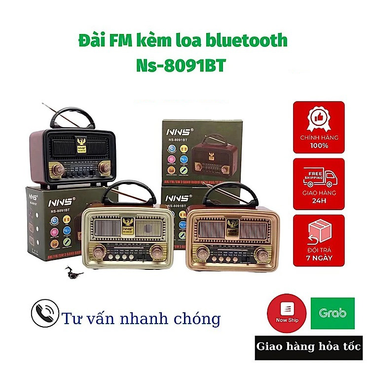 Đài radio NNS-8091BT có bluetooth FM-AM/FM/SW Siêu Phẩm cổ điển sang trọng,loa to ,tích hợp pin sạc cho người cao tuổi