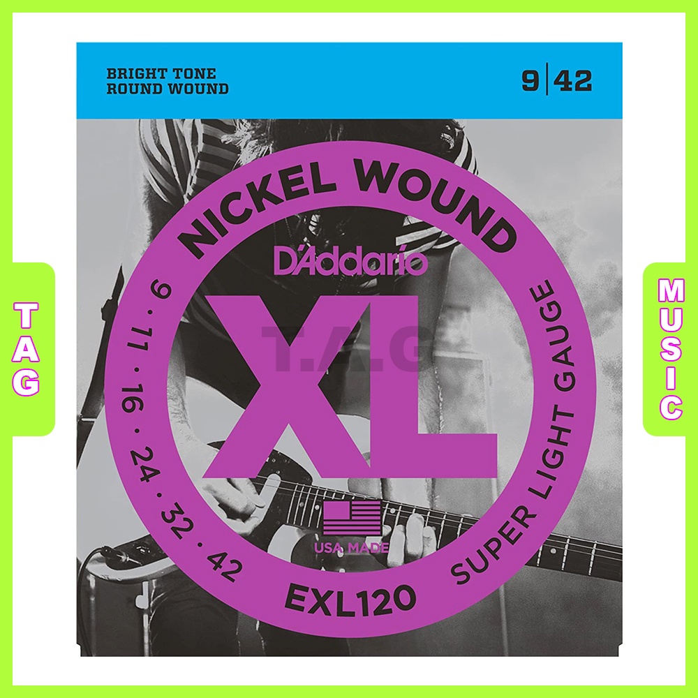 Electric guitar strings, dây đàn guitar điện daddario exl120 super light xl nickel 9-42 made in usa