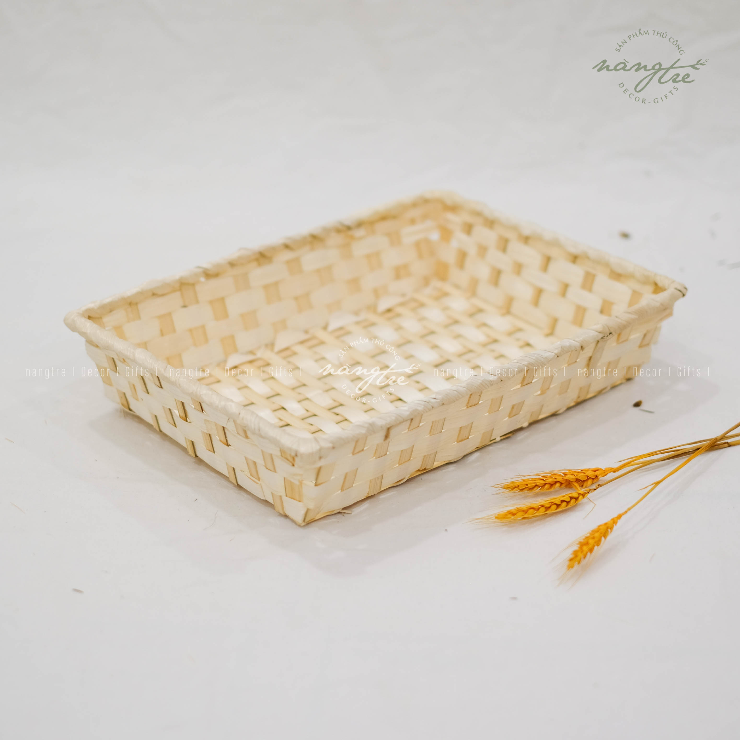 [HCM]Khay tre đan gói quà Khay tre chữ nhật ( 36x20x9cm)