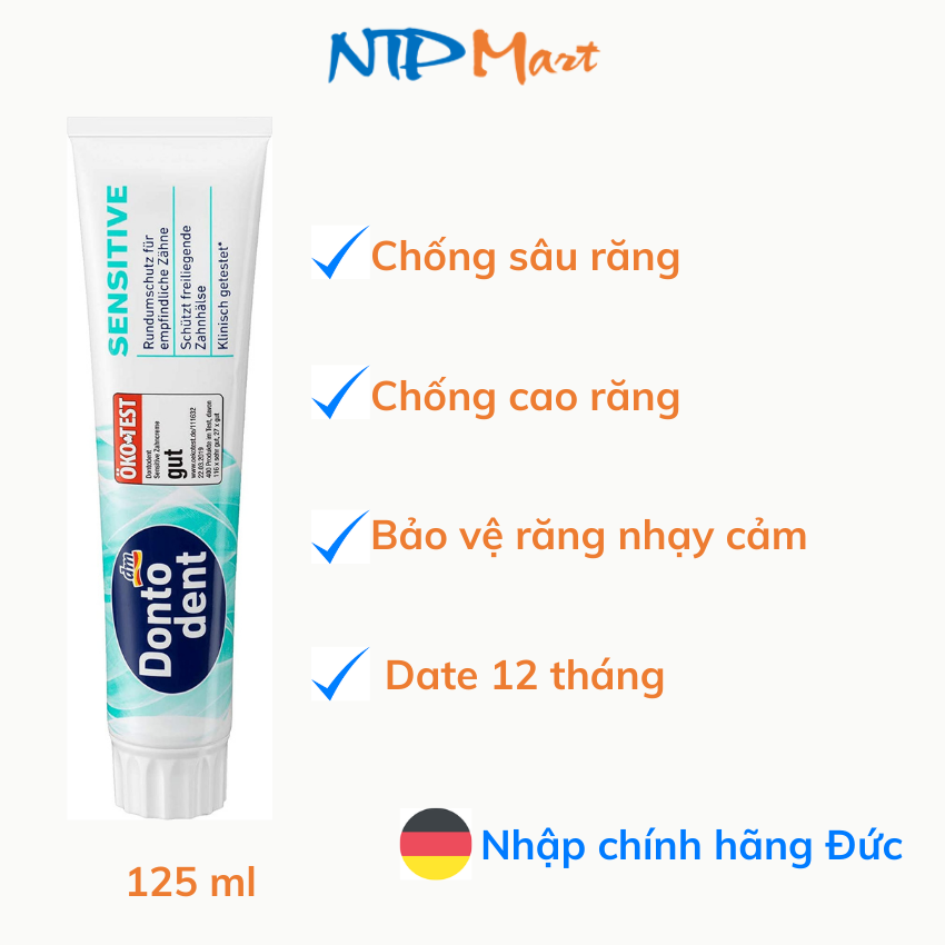 [HCM]Kem đánh răng cho răng nhạy cảm Sensitve hiệu Dontodent nhập khẩu từ Đức dung tích 125ml