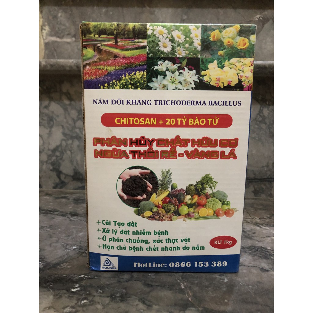 NẤM ĐỐI KHÁNG TRICHODERMA BACILLUS HỘP 1KG - Ủ PHÂN CHUỒNG