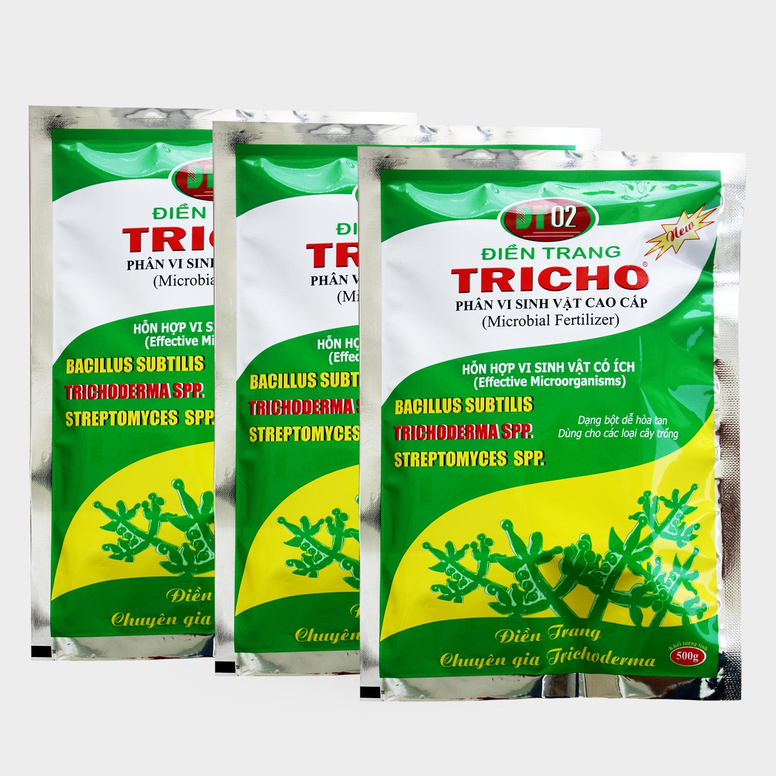 Combo 3 gói phân vi sinh vật Trichoderma 500g, nấm Trichoderma, men ủ, phòng ngừa hiệu quả bệnh vàng lá, thối rễ, phân giải lân khó tiêu.