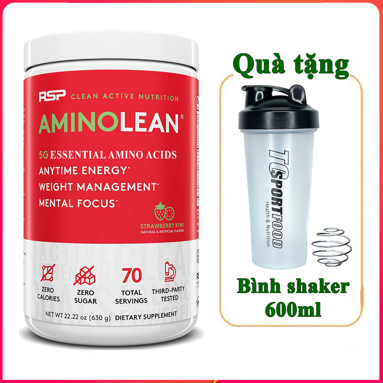 BCAA Amino lean của RSP hỗ trợ tăng sức bền, sức mạnh và phục hồi, phát triển cơ bắp trong tập luyện