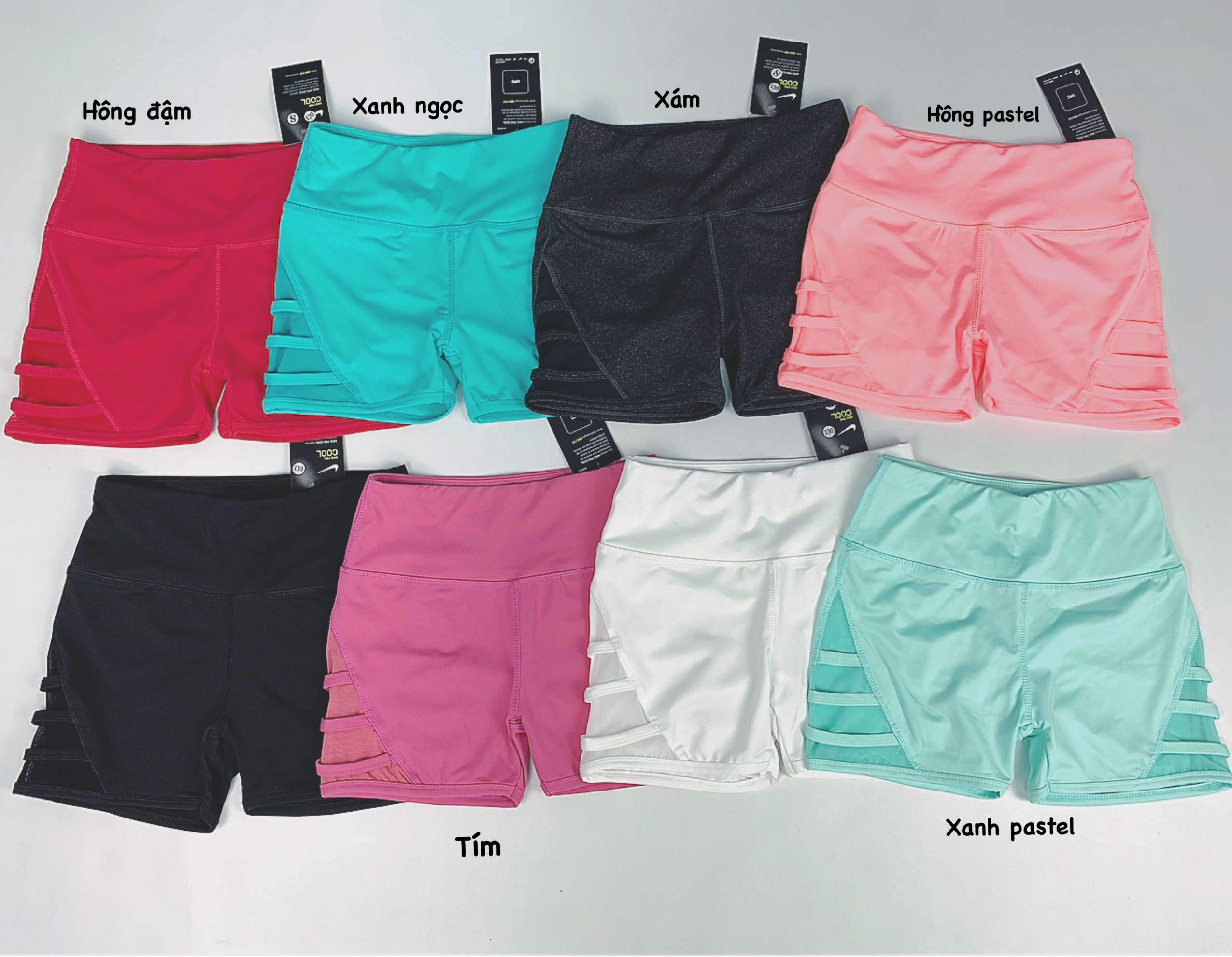 Quần Short Tập Gym Phối Lưới Cạp Cao