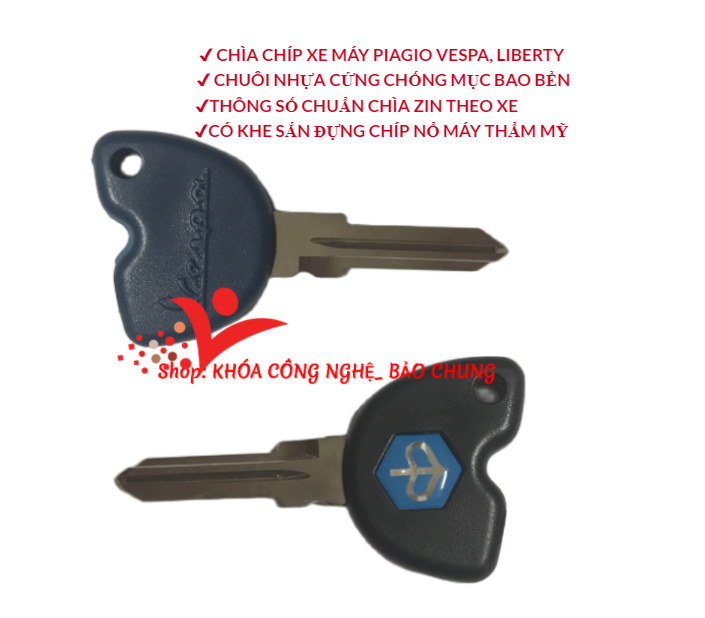 Chìa khóa xe máy Piagio Vespa, Liberty, Fly