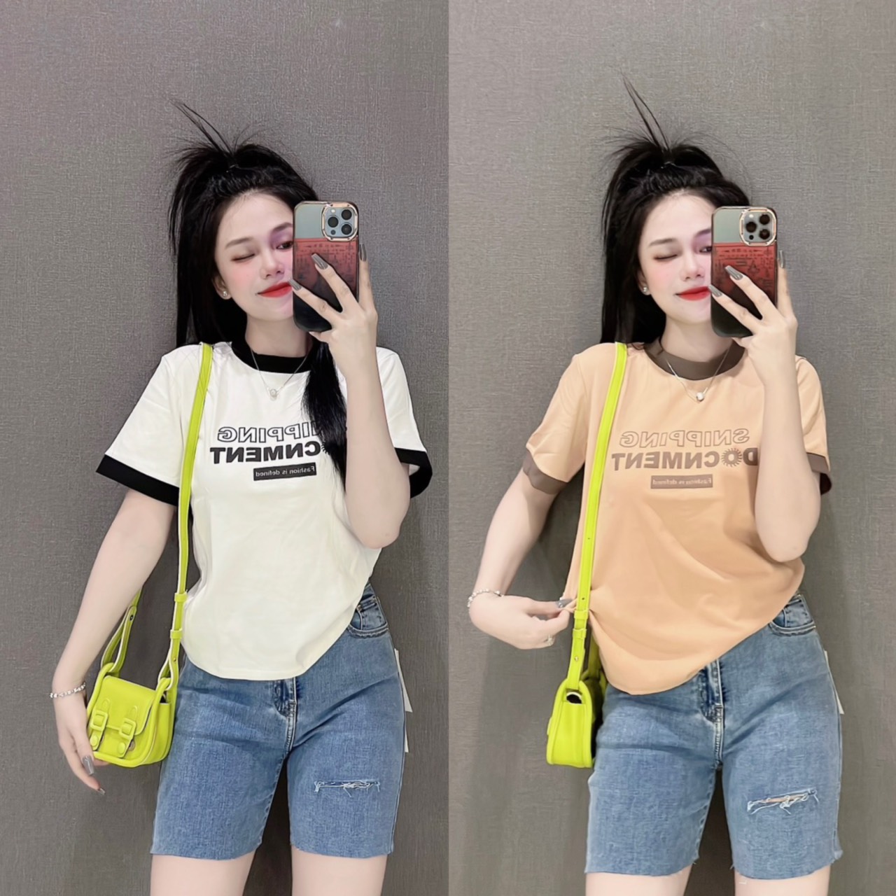 Áo thun nữ Tay Lỡ dáng ôm nhẹ babytee phối viền ( Mã SNIPPING )