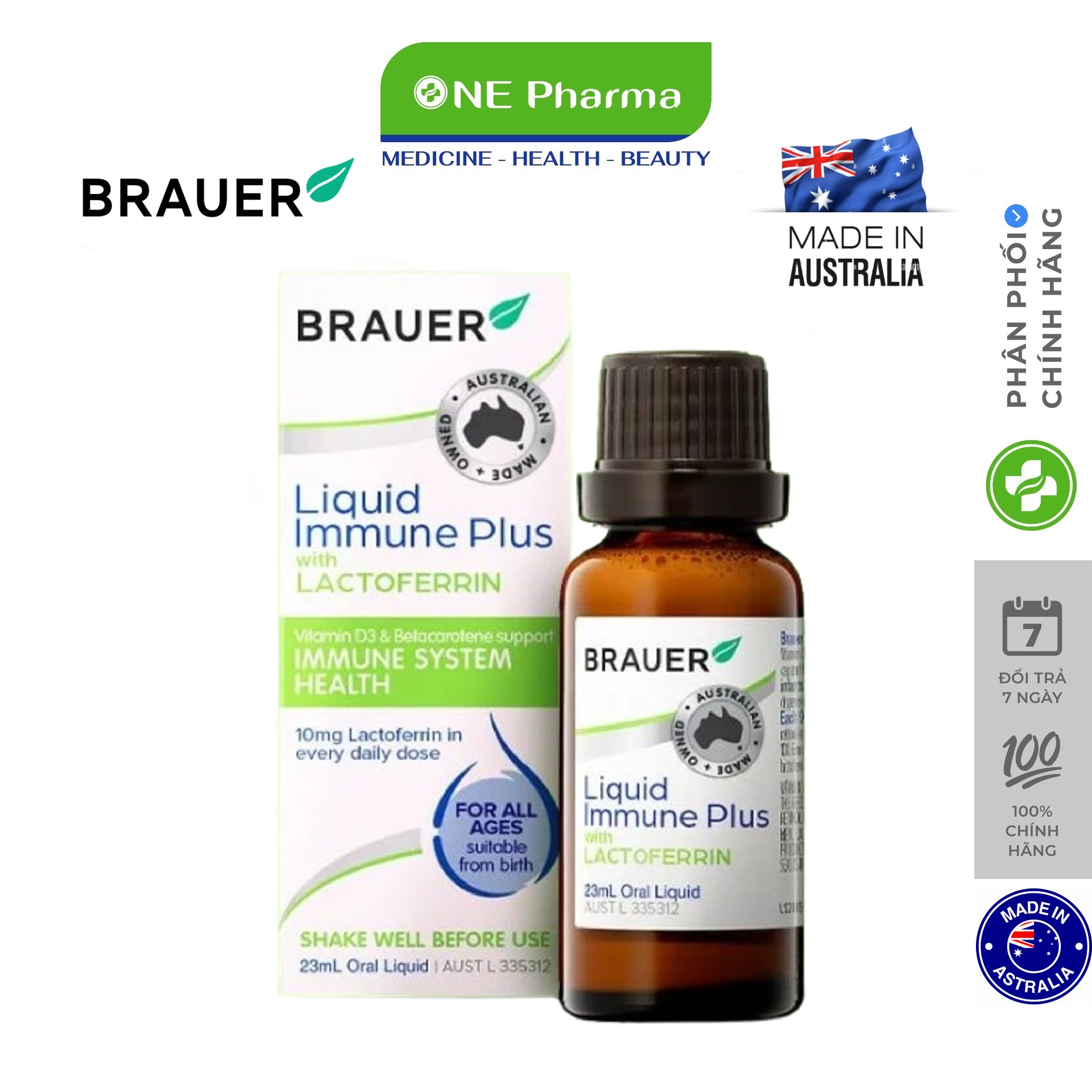 Siro Brauer Lactoferrin 23ml Hỗ trợ Tăng đề kháng từ sữa non