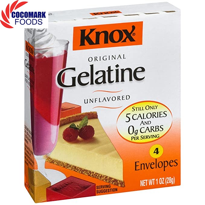 Bột Gelatine Làm Bánh Kẹo Dẻo Thạch hiệu Knox (4 gói 28 g)