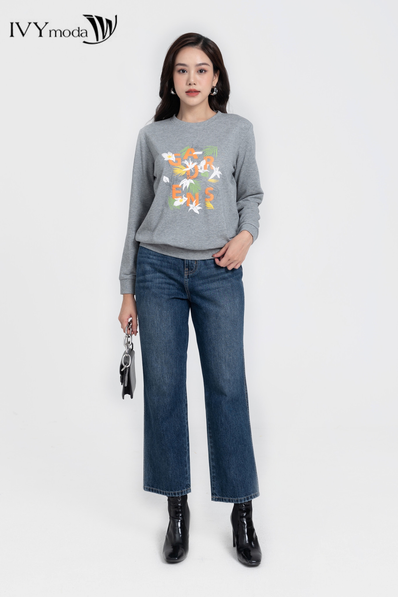 Áo thun họa tiết dài tay IVY Moda MS 58M8024