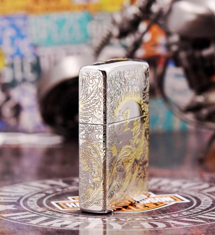 Bật lửa Zippo khắc chim phượng hoàng bản Armor mạ chrome