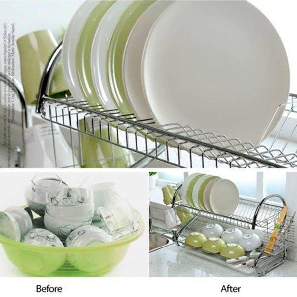 Kệ úp bát inox 2 tầng