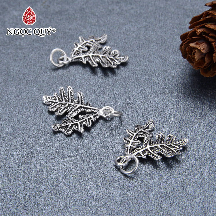 Charm bạc lá đôi treo - Ngọc Quý Gemstones