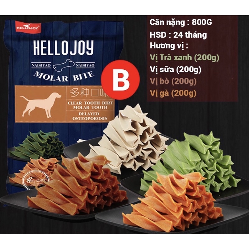 [Mã 2611TIEUDUNG100K giảm 8% đơn 500K] 800gr] Xương Gặm Cho Chó HelloJoy