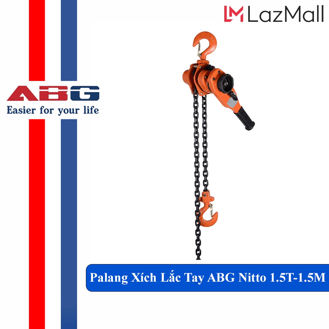 Palang Xích Lắc Tay ABG 1.5T-1.5M - Ba Lăng Giúp Nâng Hạ Vật Nặng Dùng Trong Nhà Xơởng, Công Nghiệp Và Đời Sống, Pa Lăng Loại 1.5 Tấn 1.5 Mét Xích