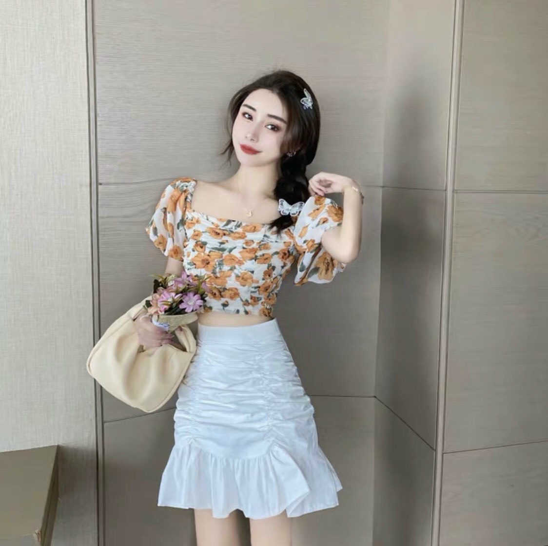 CHÂN VÁY ĐUÔI CÁ NHÚNG CÓ QUẦN TRONG