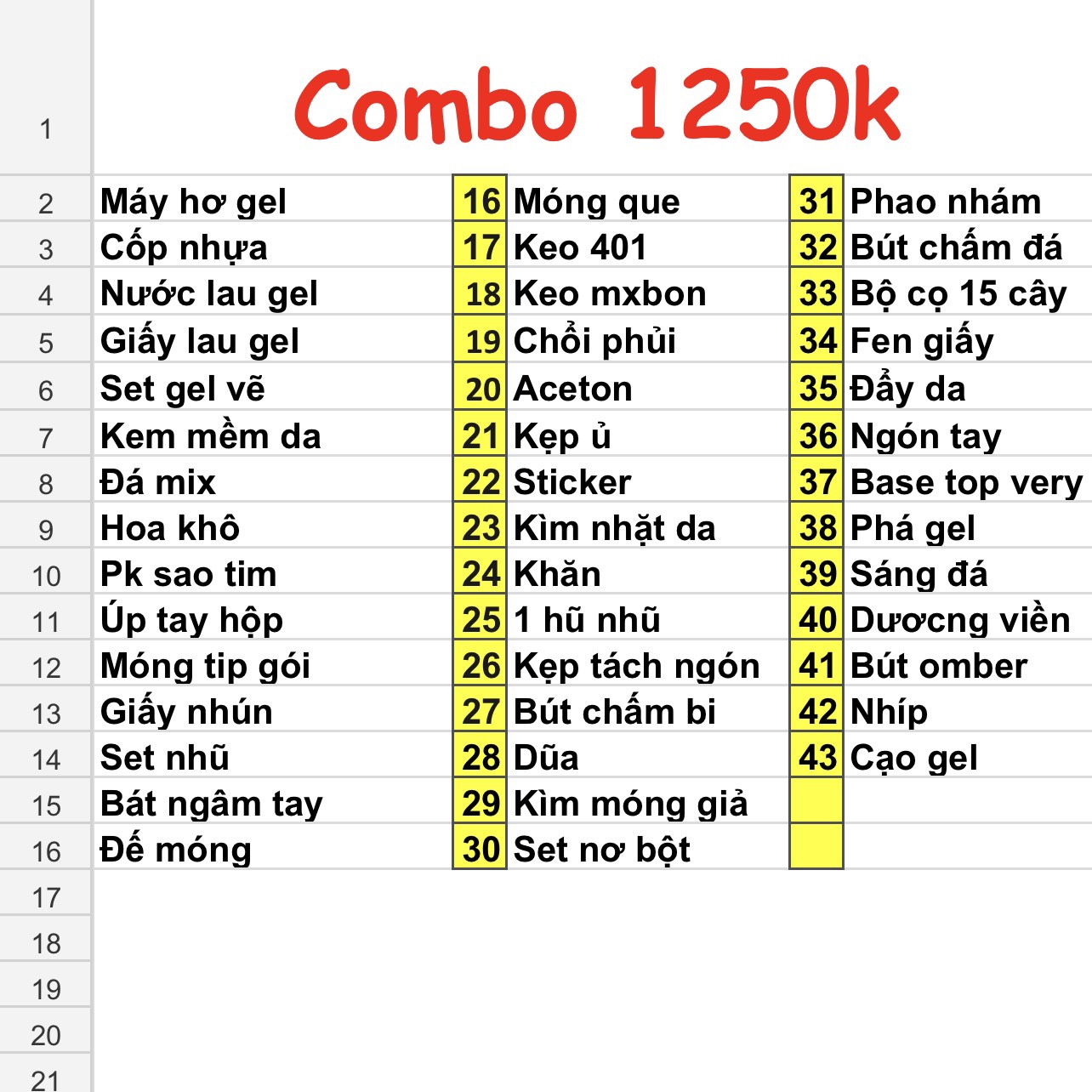 Combo học và làm nail cơ bản