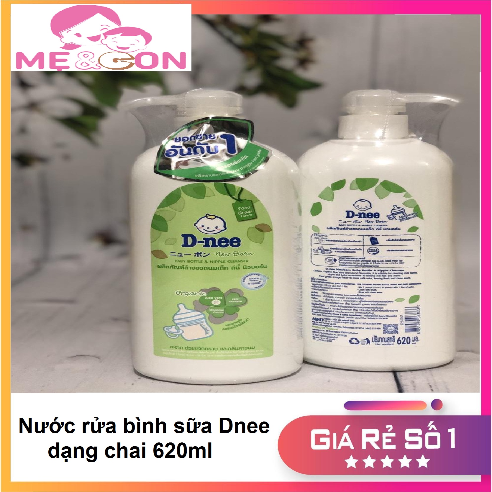 Nước rửa bình sữa Dnee thái lan dạng chai 620ml