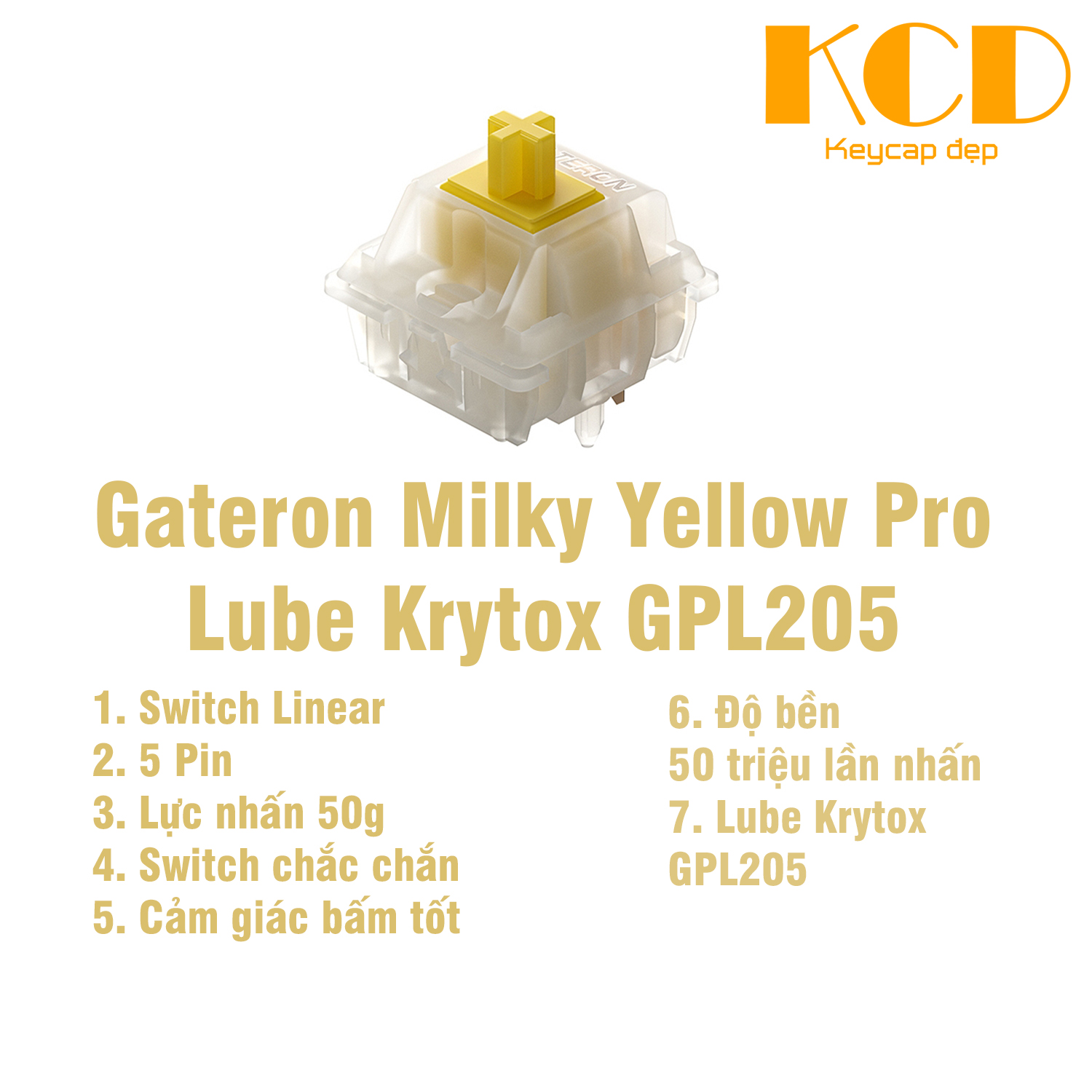 Gateron Milky Yellow Pro, KTT Matcha, Fantasy Virus, Outemu switch kit bàn phím cơ được, dùng được cho Tester68,...
