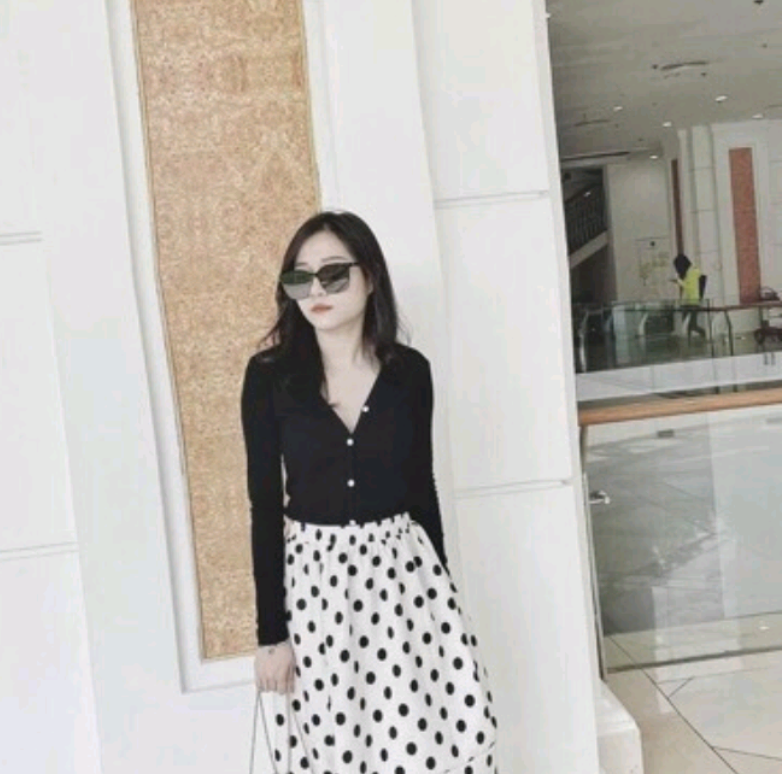 Chân váy xòe đen bi trằng kèm đai 2 lớp dài 75cm hot – trend💕𝑭𝑹𝑬𝑬𝑺𝑯𝑰𝑷💕èm quà tặng ngẫu nhiên