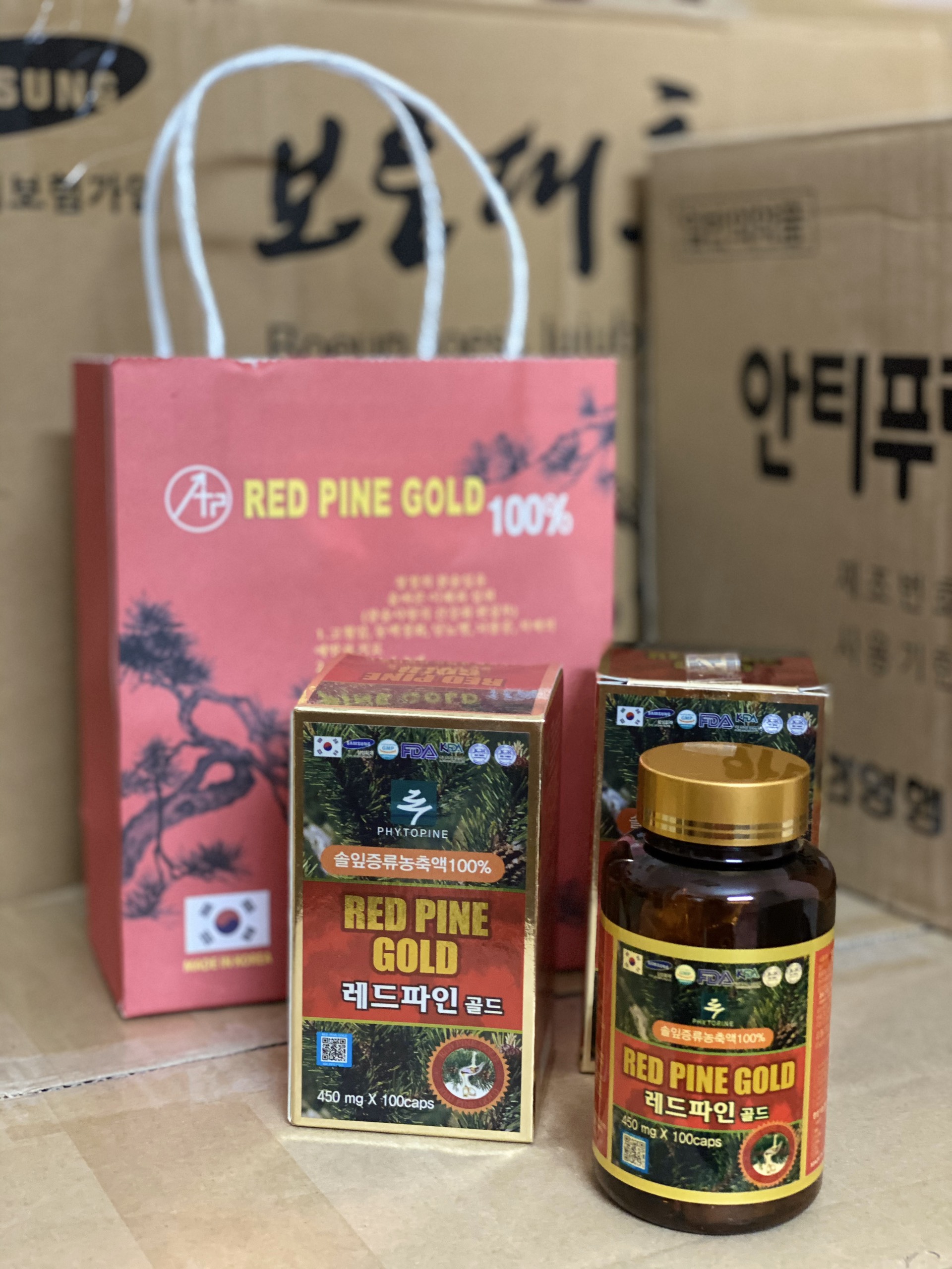Thực phẩm chức năng Tinh dầu thông đỏ Red Pine Gold 450mg hộp 100 viên của Hàn Quốc
