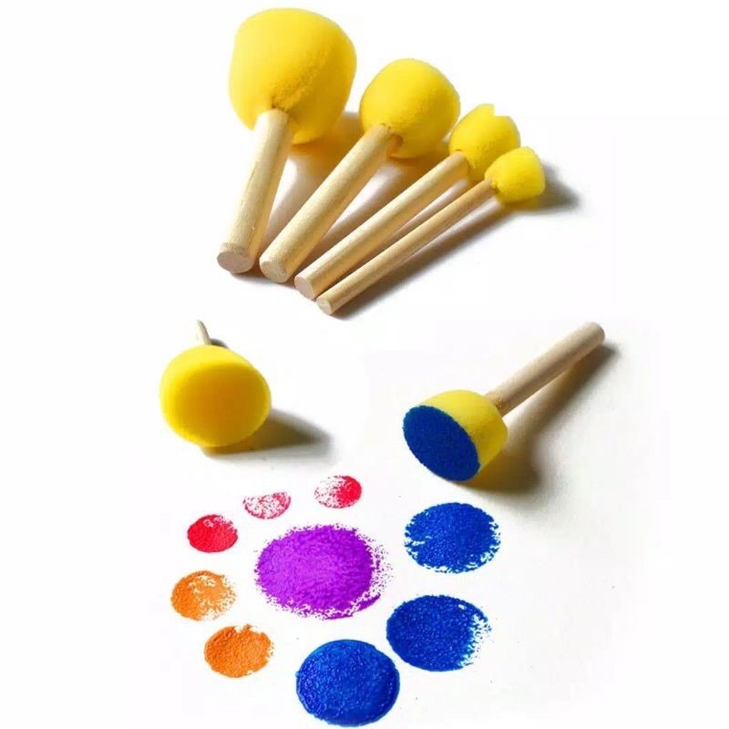 Bộ 5 Cây Cọ Xốp Mút, Cọ Chấm Màu Wenboxin Cho Bé