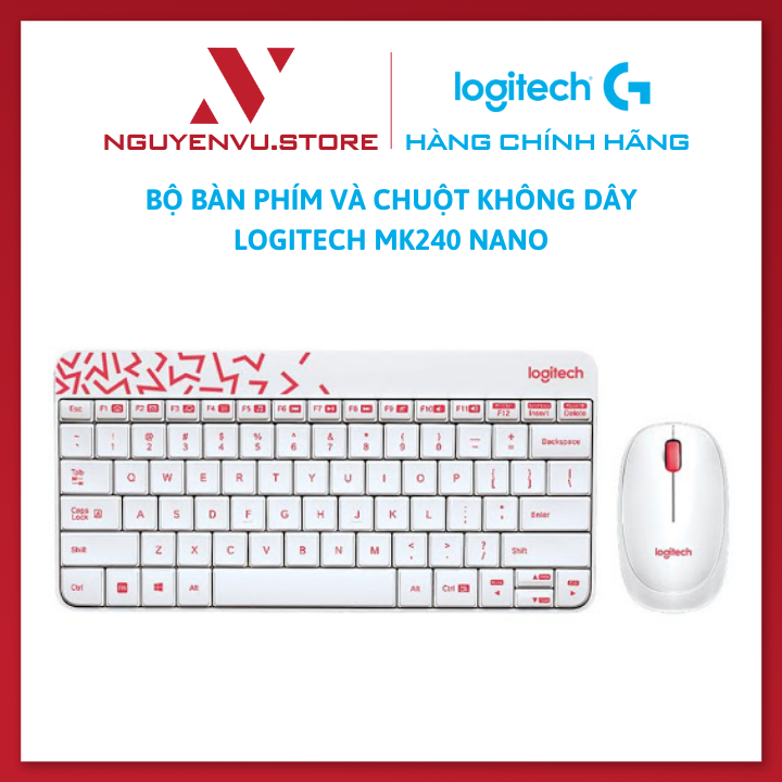 Bộ Bàn Phím Và Chuột Không Dây Logitech MK240 - Hàng Chính Hãng