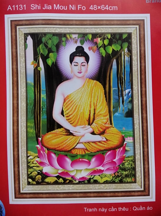 Tranh thêu chữ thập phật thích ca a1131
