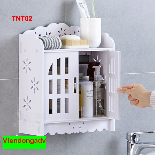 Tủ nhà tắm treo tường 2 cửa thanh lịch ( KT 56x35x18cm) - Kệ  lắp ráp treo tường nhà tắm- VIENDONG ADV