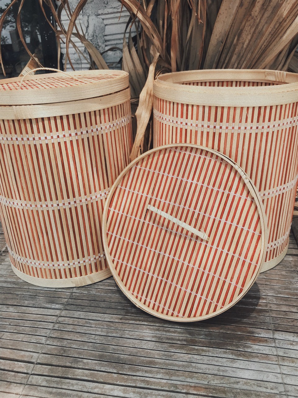 Sọt Tre Đa Năng Đan Tự Nhiên Tiện Dụng Dùng Để Đựng Rác, Đựng Đồ Chơi Đà Năng - Bamboo basket storage, Kích thước : Đường kính 24cm * Cao 26cm