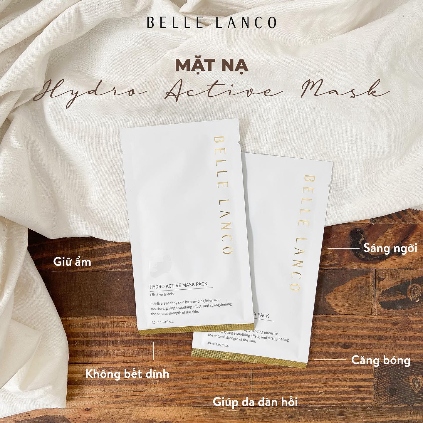 Mặt nạ Belle Lanco Hydro Active Mask (30ml/Pack x 5)