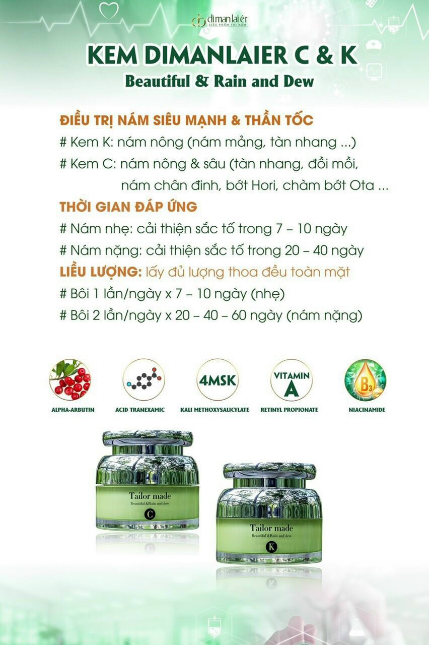 Kem loại bỏ nám Tailor made K mẫu mới ( Nhiều màu)
