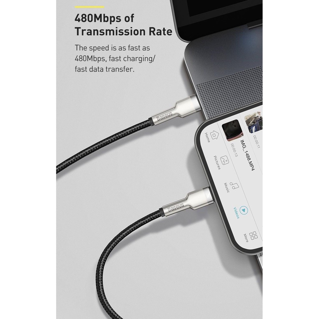 [ PD 20W 1M ] Cáp Sạc Nhanh PD Type C to Lightning Baseus Metal PD (20W C to iPhone Cable) 1m