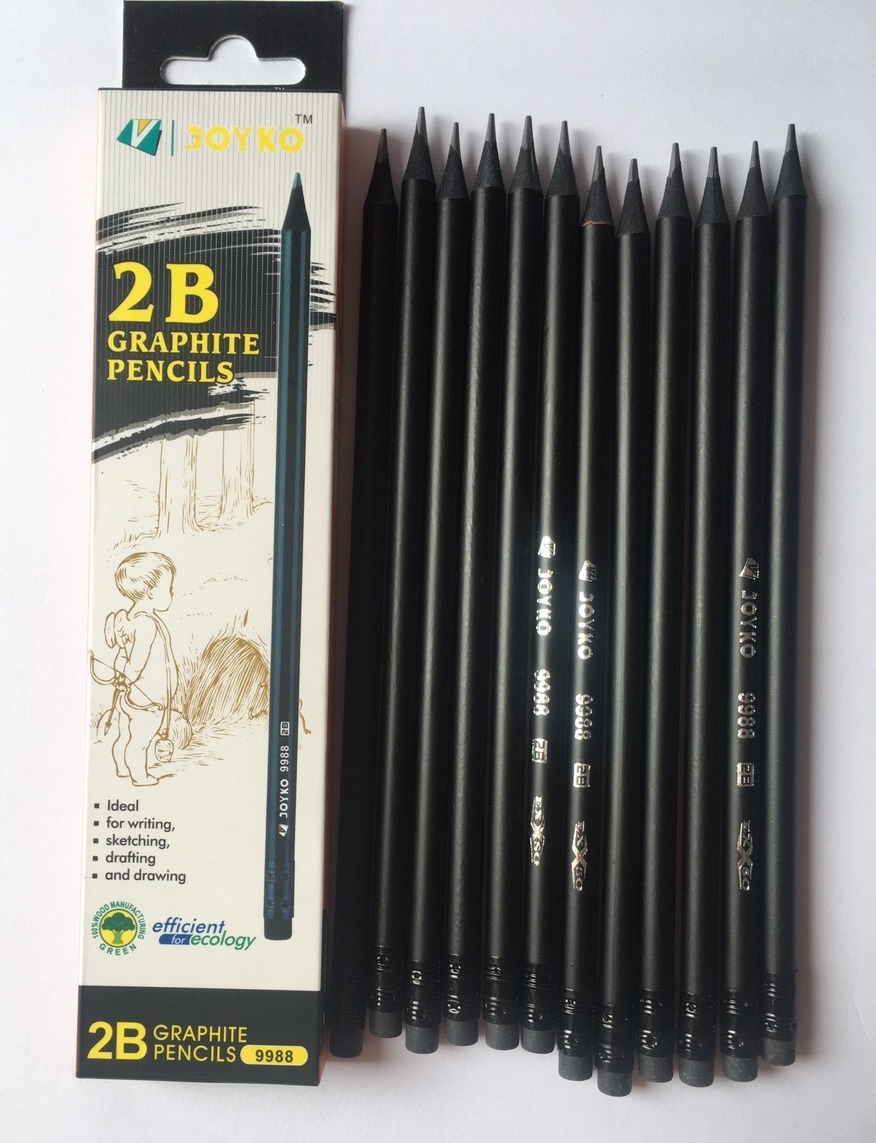 2B Joyko Black Wood Pencils